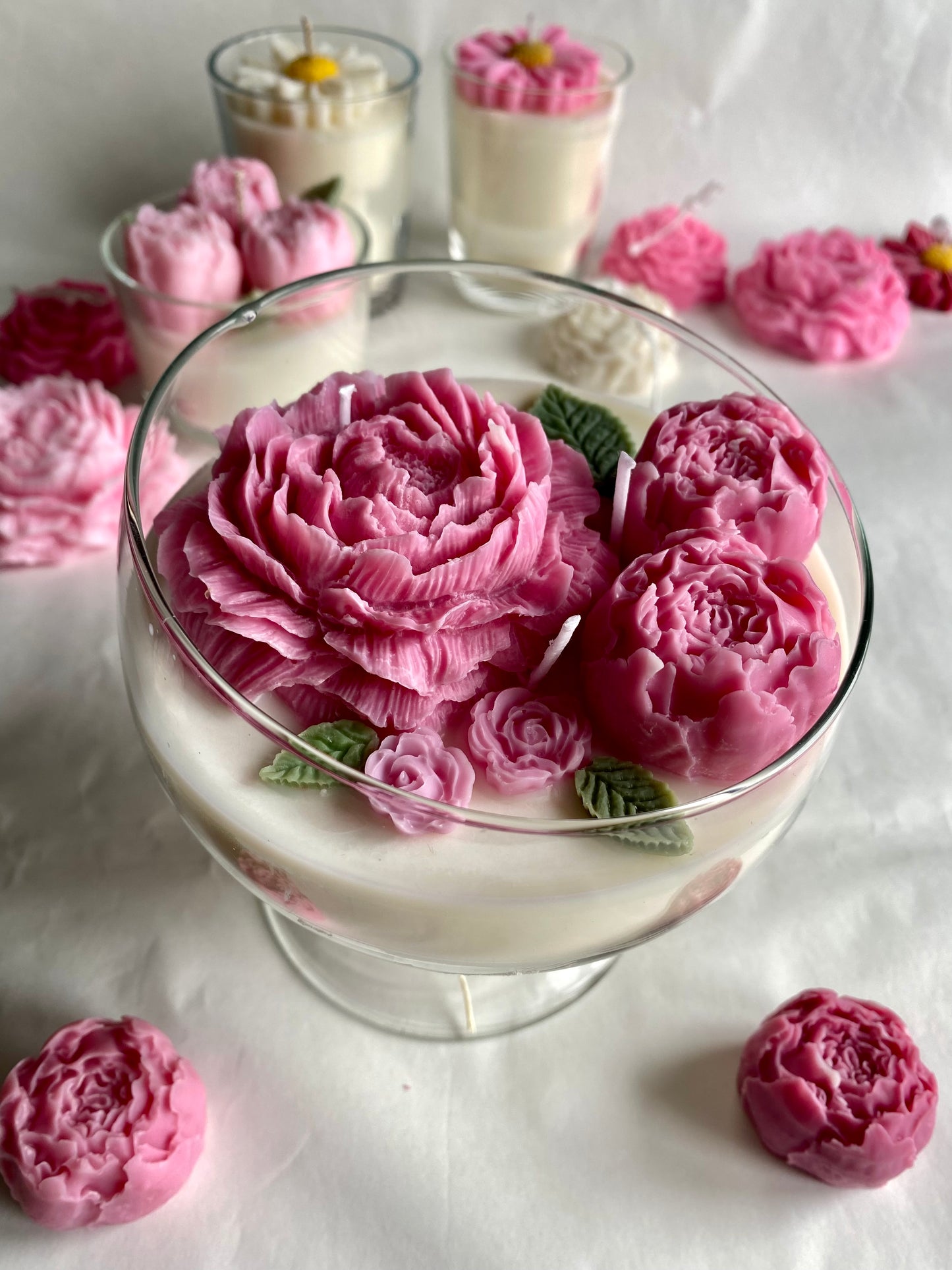 Candela maxi “Bouquet di peonie “