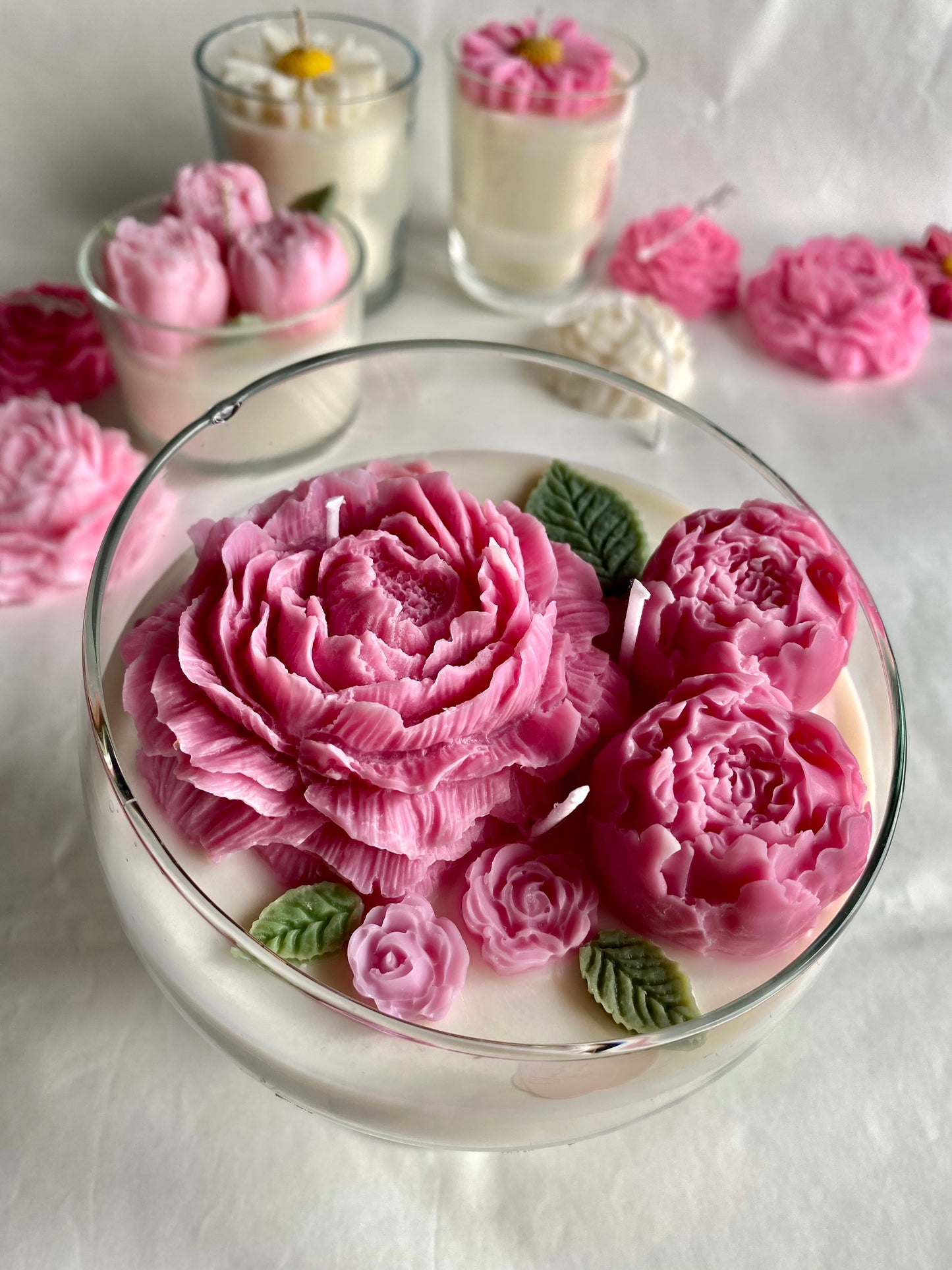 Candela maxi “Bouquet di peonie “