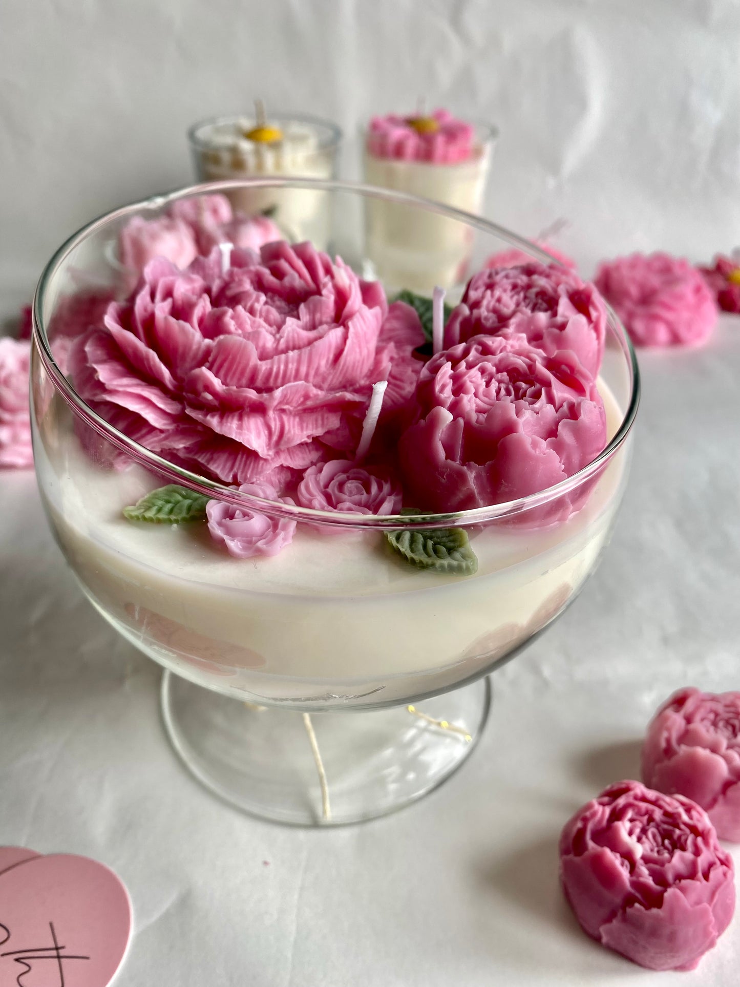 Candela maxi “Bouquet di peonie “