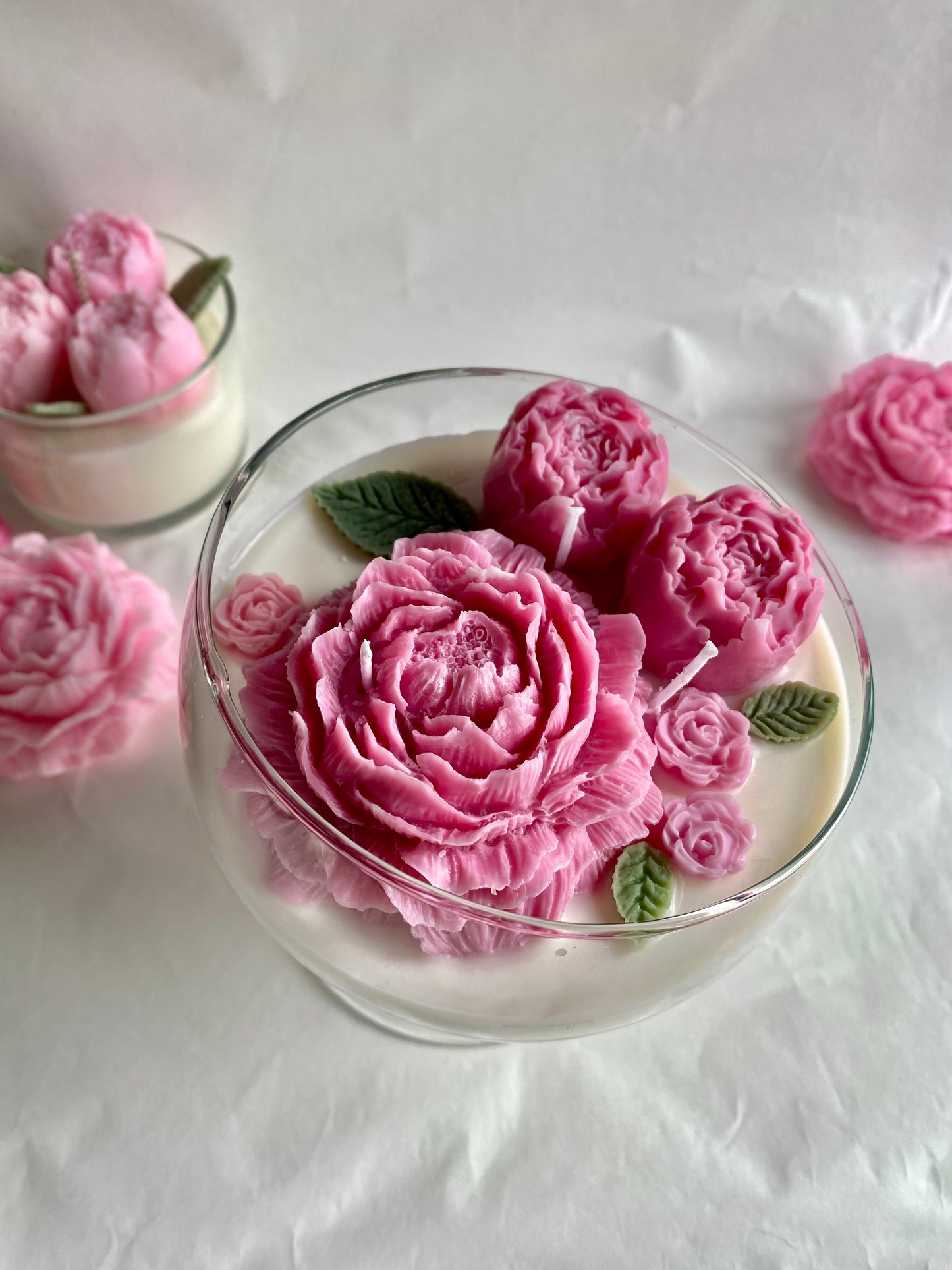Candela maxi “Bouquet di peonie “