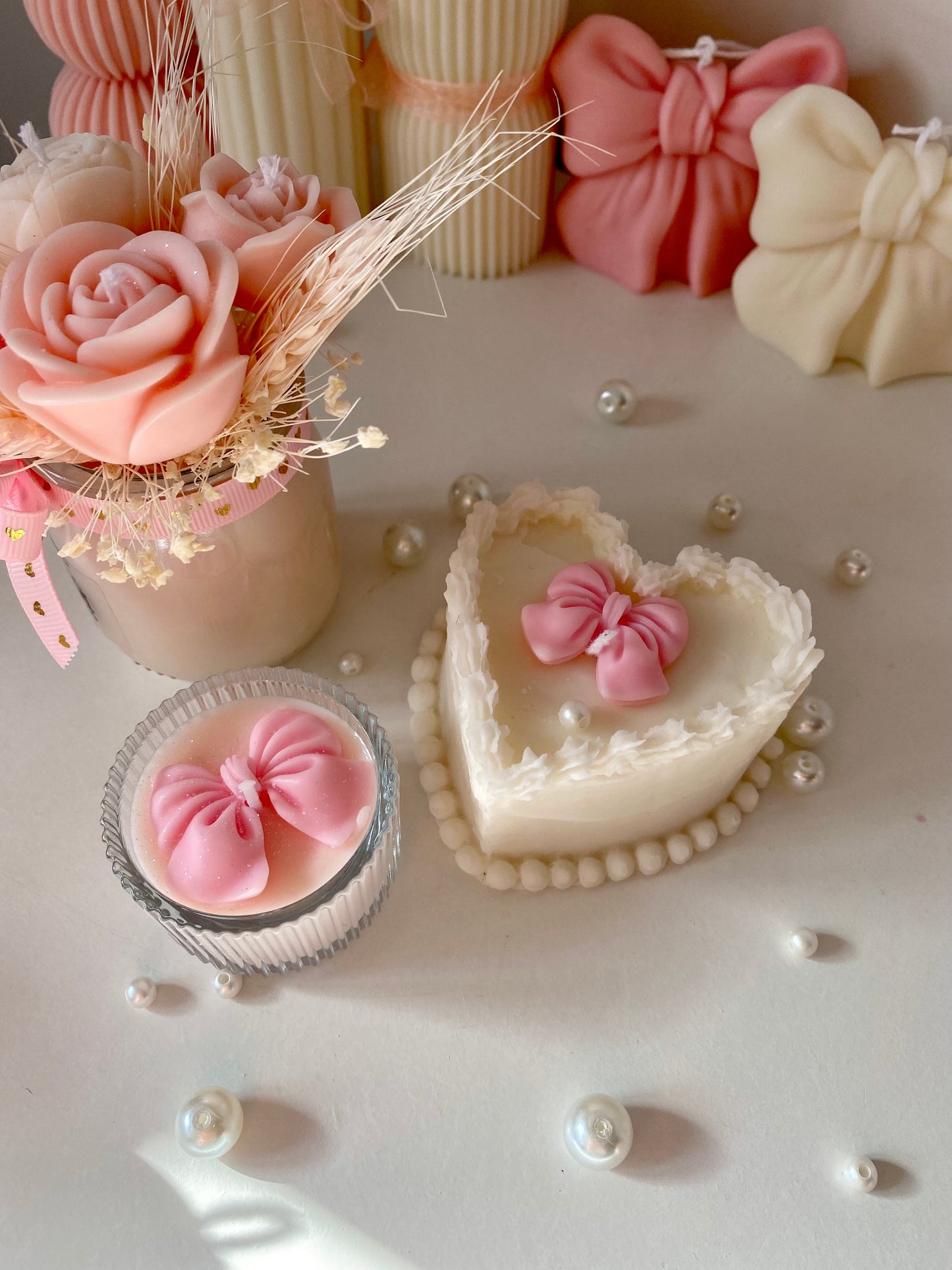 Candela Heartcake con fiochetto
