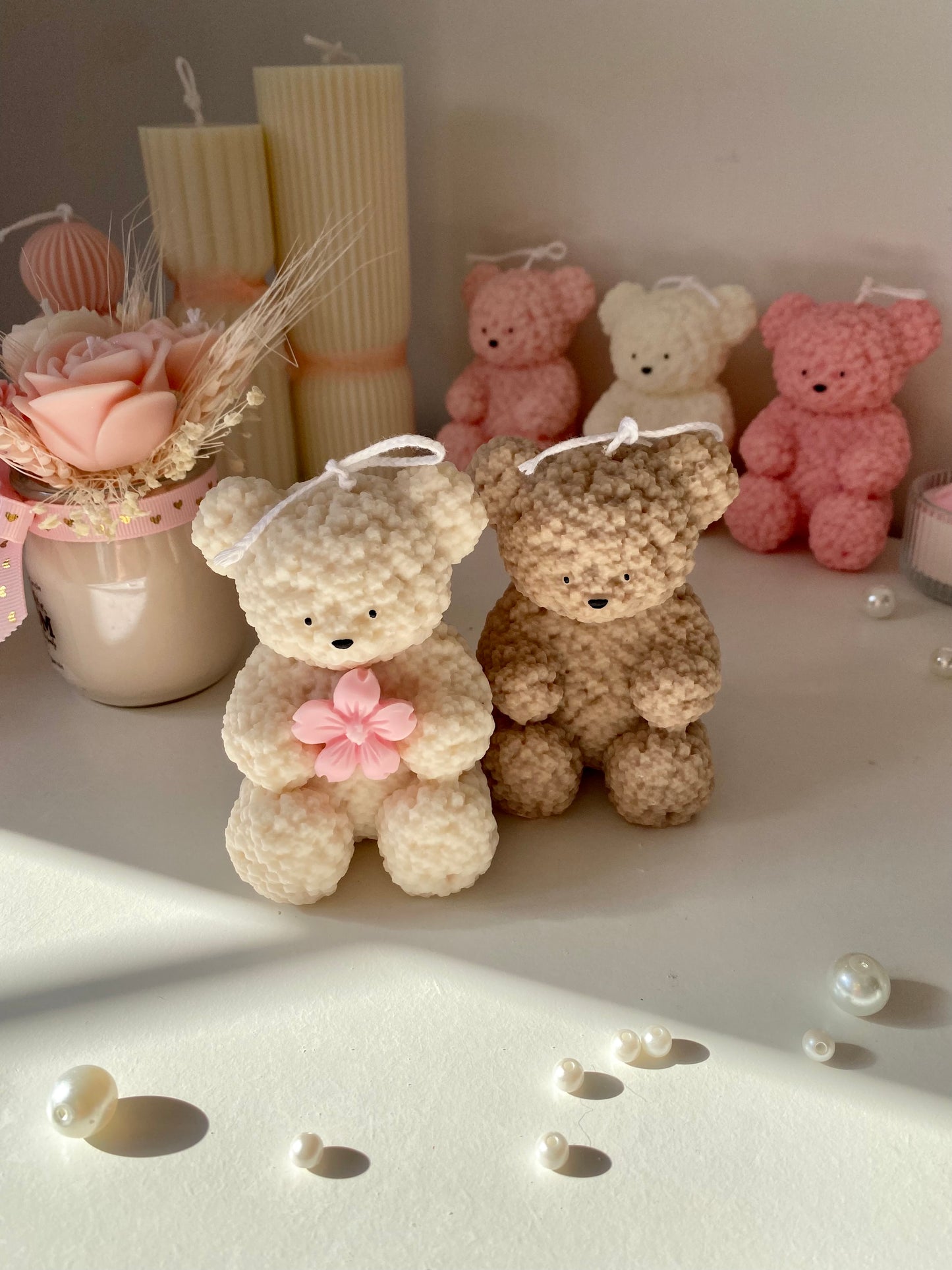 Candela Teddy con fiore