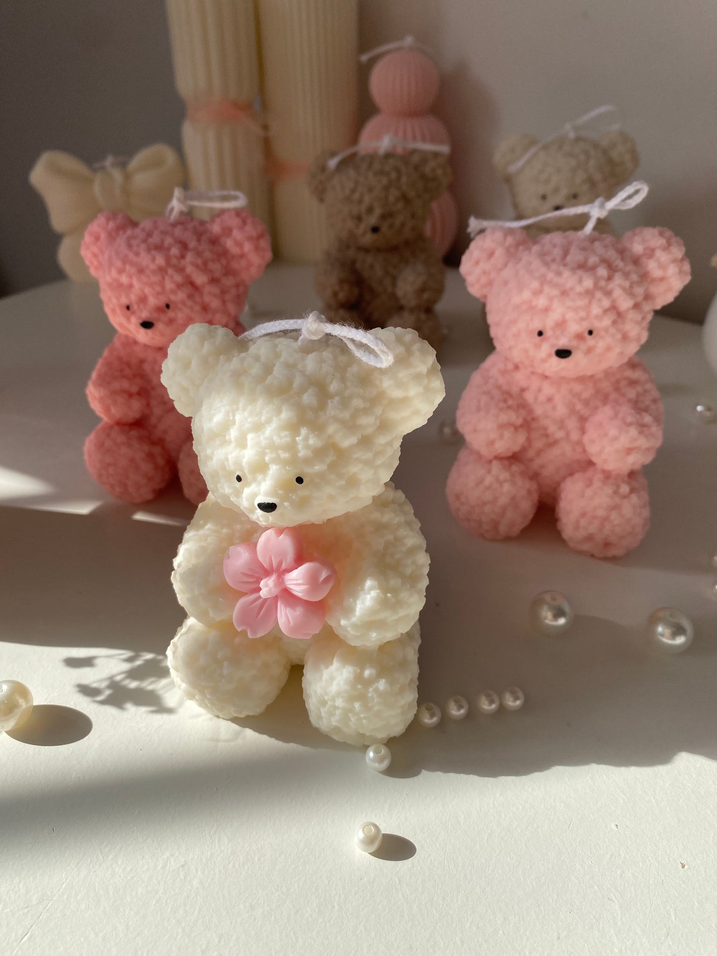 Candela Teddy con fiore