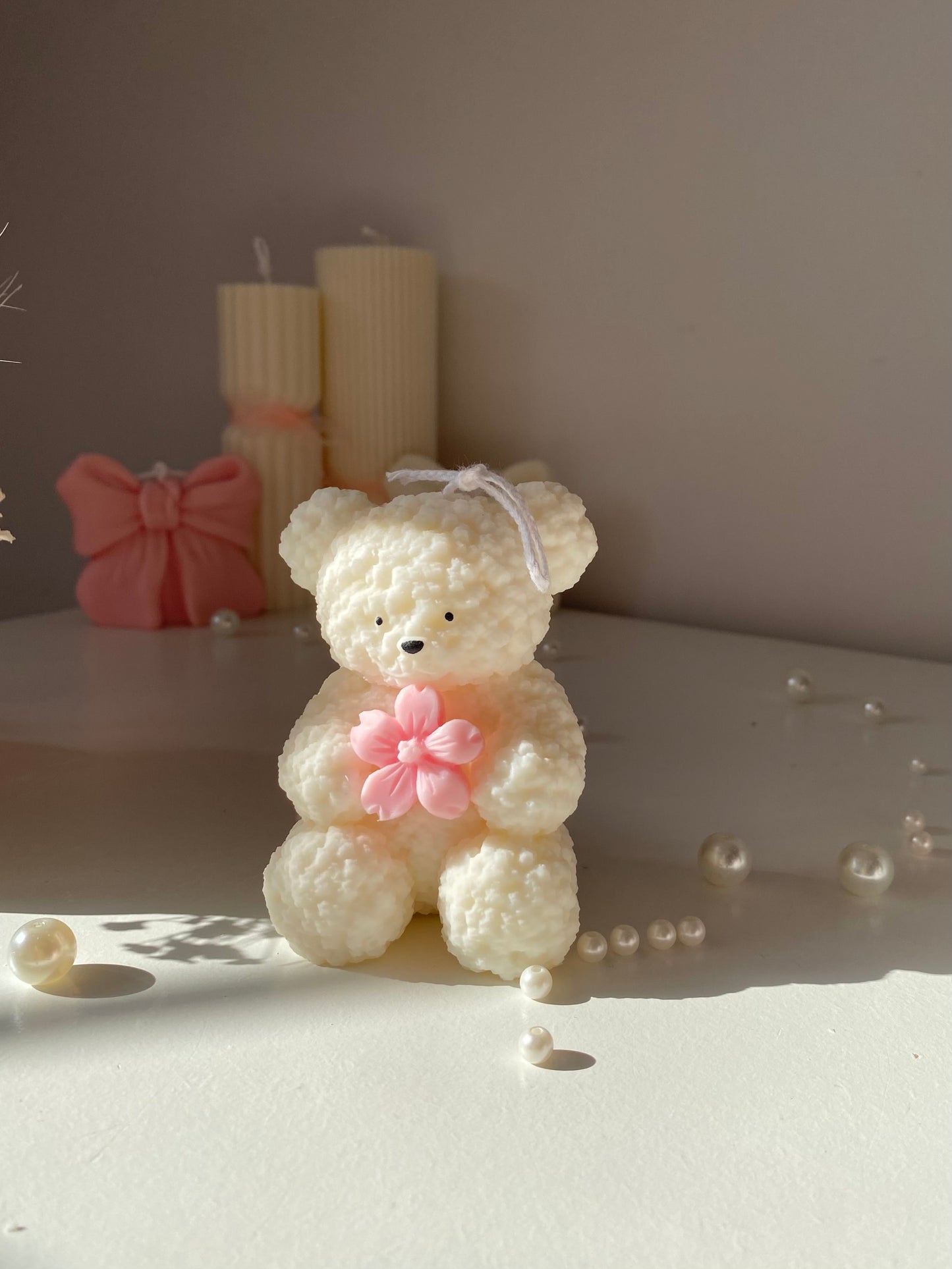 Candela Teddy con fiore